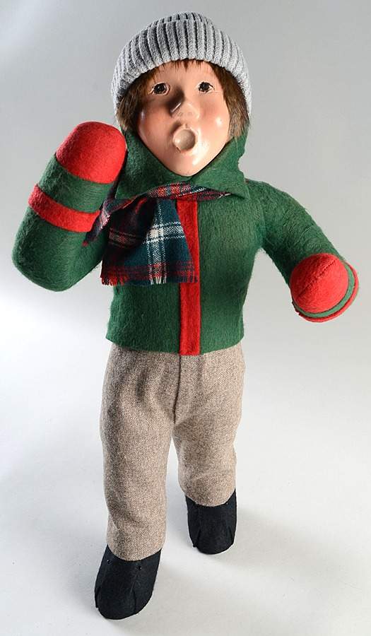 Fireside Display Boy Singing - Green Coat - No Box by Byers' Choice Ltd-1