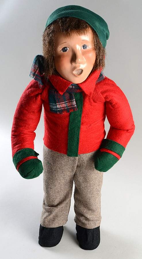 Fireside Display Boy Singing - Red Coat - No Box by Byers' Choice Ltd-1