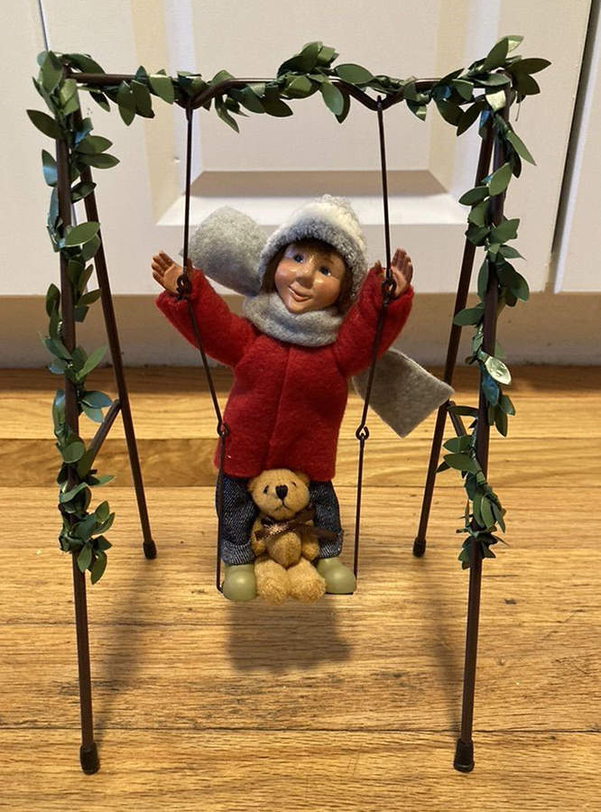 Winter Outdoor Activities Toddler Boy On Swing - No Box by Byers' Choice Ltd-1