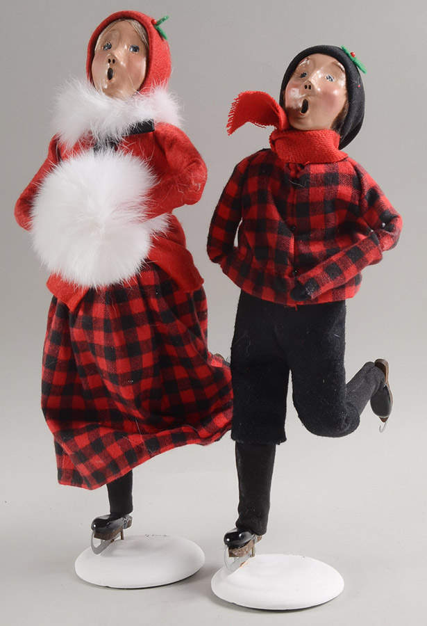 Winter Outdoor Activities Skater Couple - Red Plaid - No Box by Byers' Choice Ltd-1