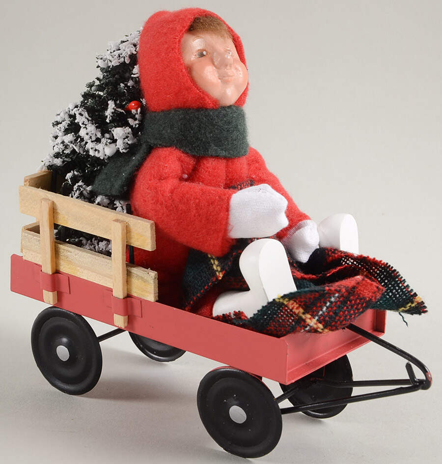 Winter Outdoor Activities Toddler In Wagon With Tree - No Box by Byers' Choice Ltd-1