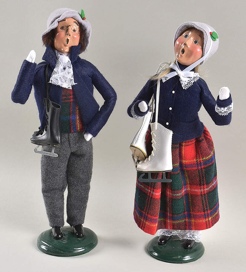 Winter Outdoor Activities Couple With Skates-Blue - No Box by Byers' Choice Ltd-1