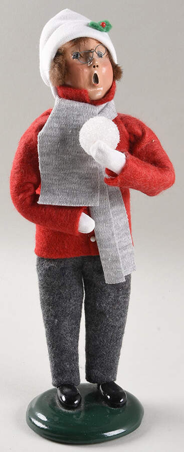 Winter Outdoor Activities Boy With Glasses & Snowball - No Box by Byers' Choice Ltd-1