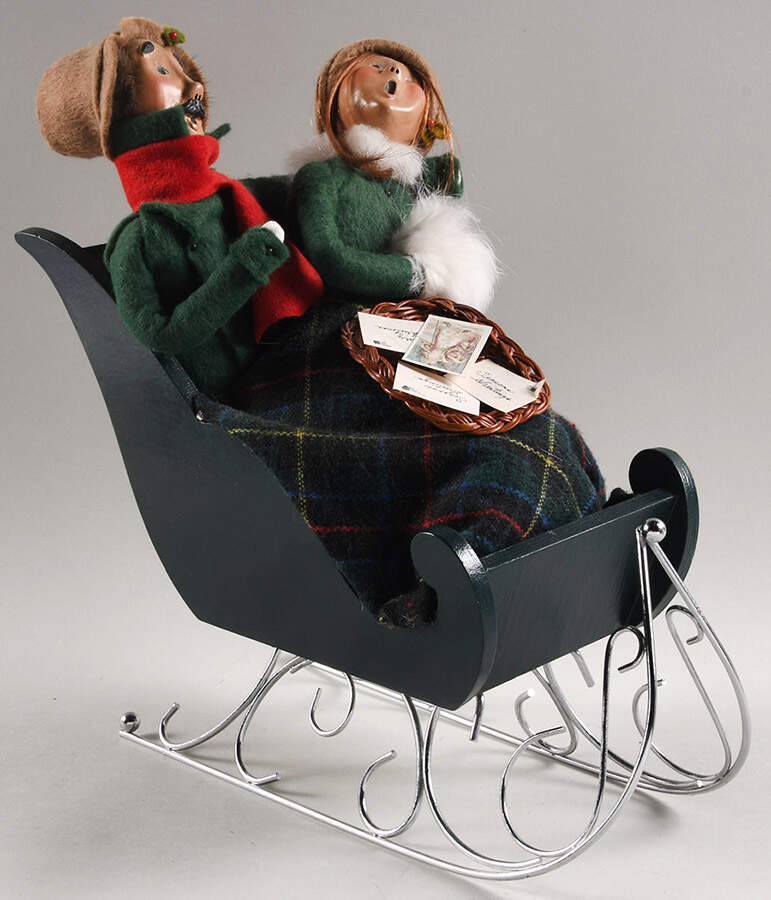 Winter Outdoor Activities Couple In Sleigh W/Card Basket - No Box by Byers' Choice Ltd-1