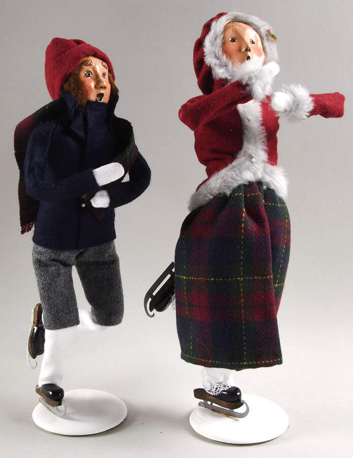Winter Outdoor Activities Skater Couple-Blue & Gray - No Box by Byers' Choice Ltd-1