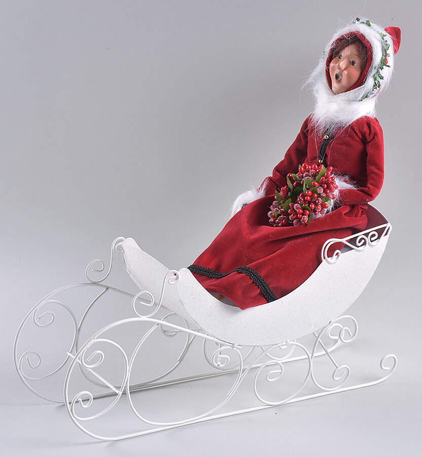 Winter Outdoor Activities Woman In Sleigh - No Box by Byers' Choice Ltd-1