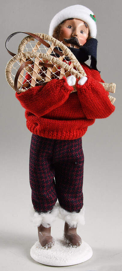 Winter Outdoor Activities Man With Snowshoes-Red Sweater - No Box by Byers' Choice Ltd-1