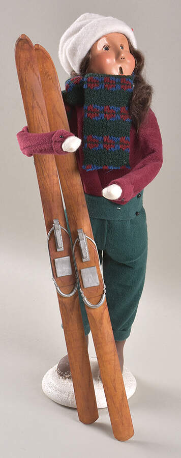 Winter Outdoor Activities Man With Skis-Red Coat - No Box by Byers' Choice Ltd-1