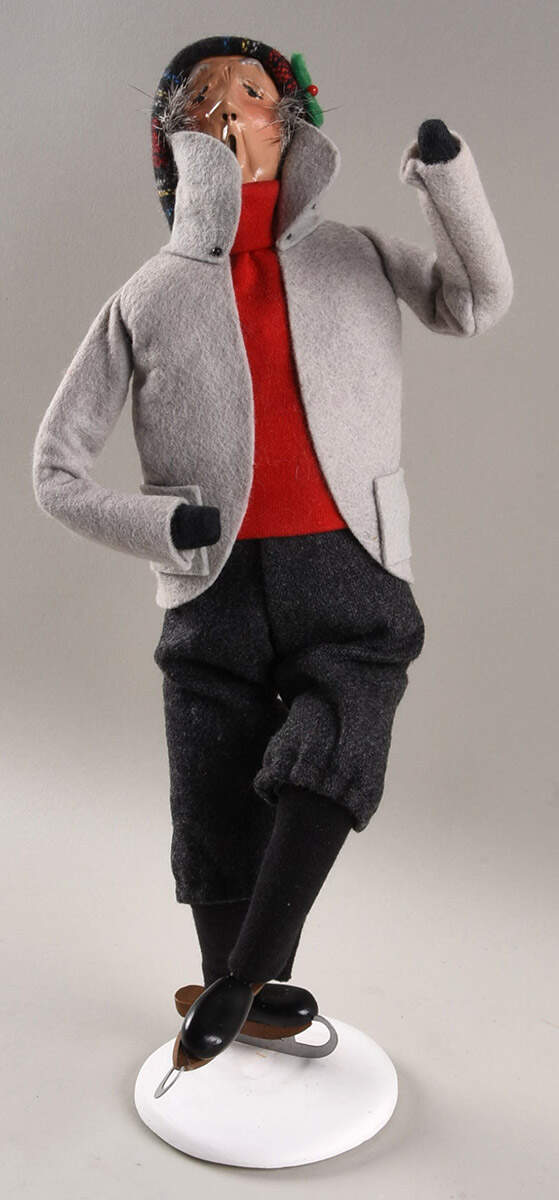 Winter Outdoor Activities Grandfather Skating Gray Coat - No Box by Byers' Choice Ltd-1