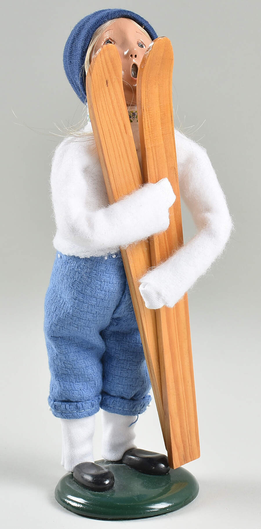 Winter Outdoor Activities Girl With Skis-White Sweater-Blue Hat - No Box by Byers' Choice Ltd-1