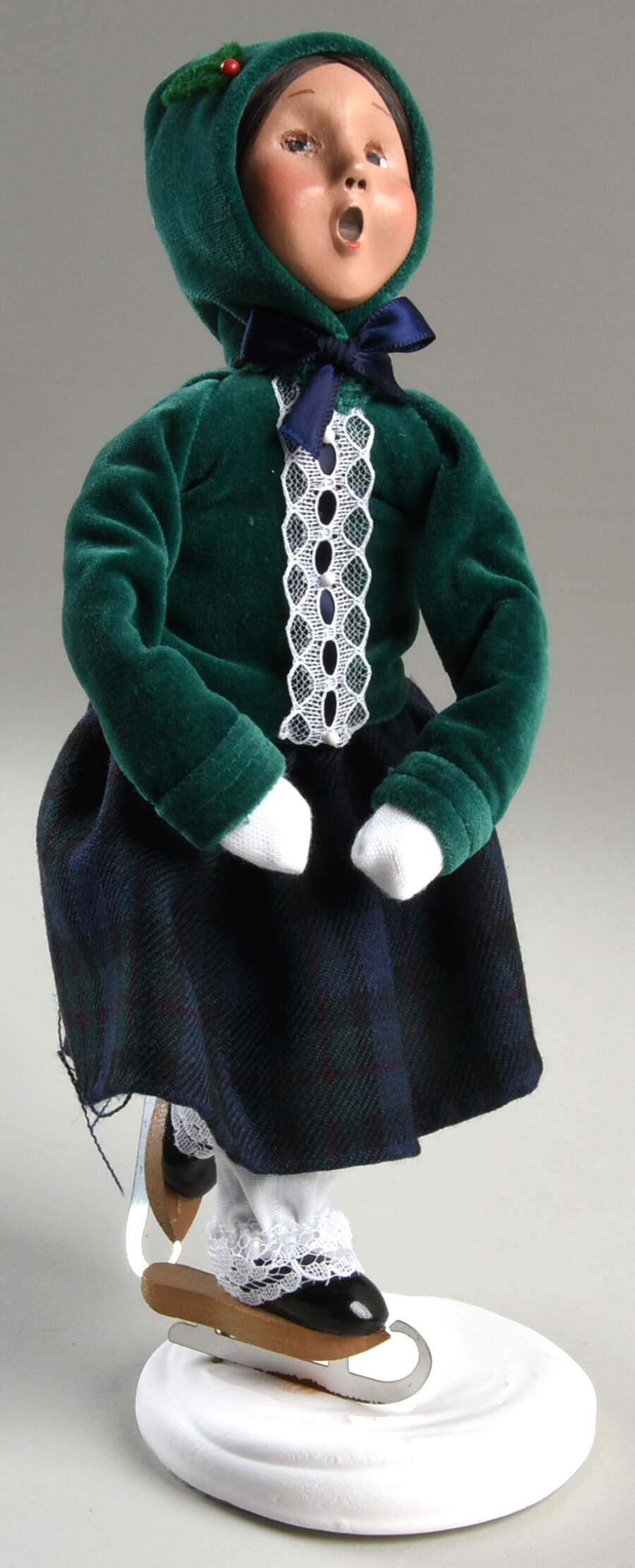 Winter Outdoor Activities Victorian Skater Girl - Green Coat - No Box by Byers' Choice Ltd-1