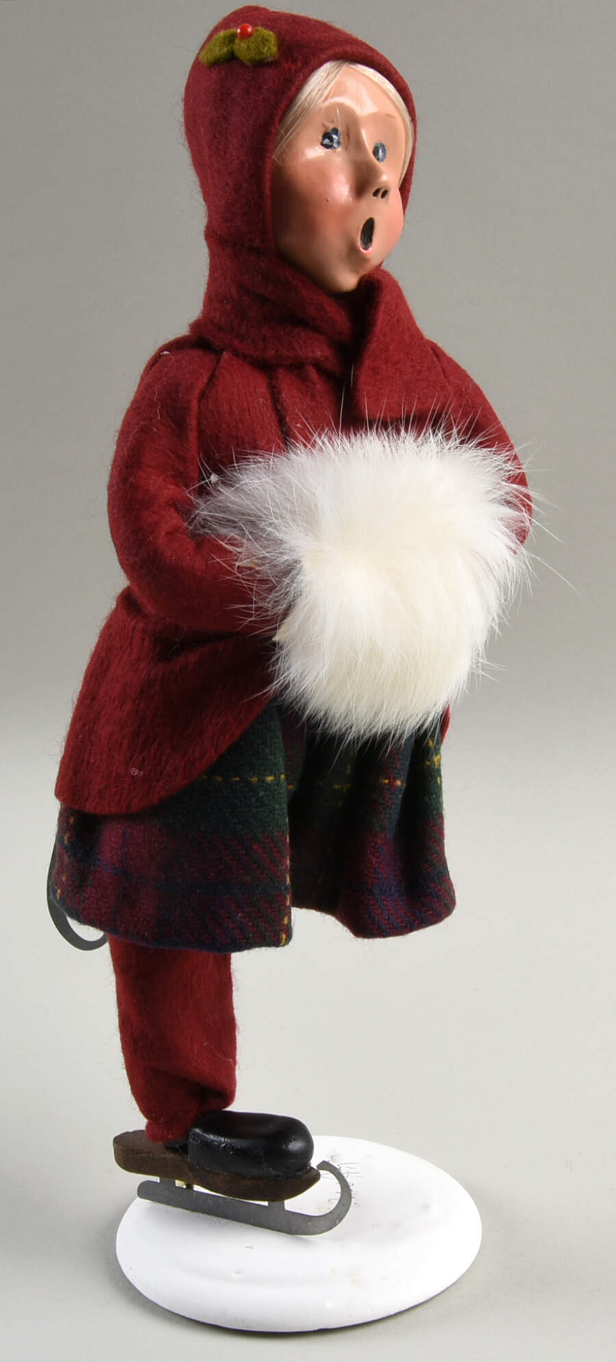Winter Outdoor Activities Skater Girl Burgundy - White Muff - No Box by Byers' Choice Ltd-1