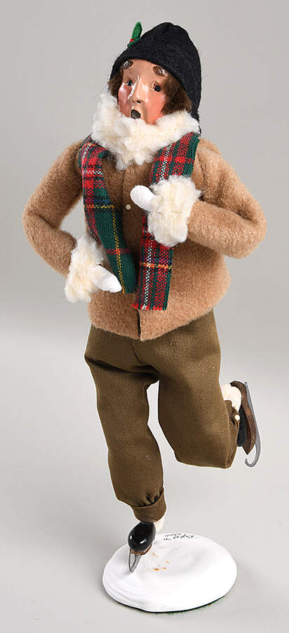 Winter Outdoor Activities Skater-Man Tan Coat, Paid Scraf - No Box by Byers' Choice Ltd-1