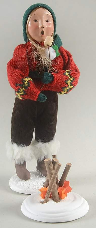 Winter Outdoor Activities Girl Roasting Marshmallow-Red - No Box by Byers' Choice Ltd-1