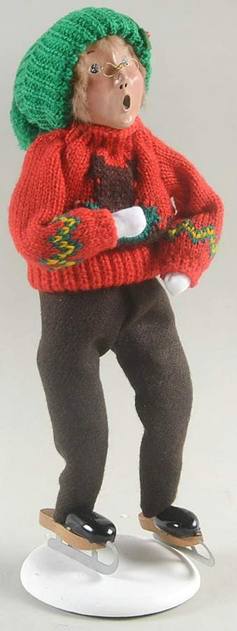 Winter Outdoor Activities Boy Skating-Red Sweater-Red Cap - No Box by Byers' Choice Ltd-1