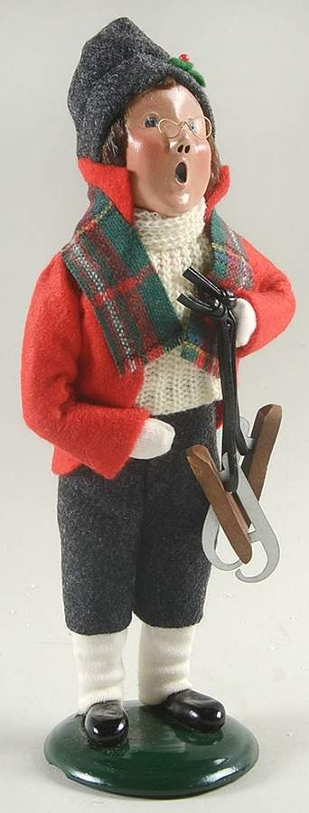 Winter Outdoor Activities Boy With Skates-Red Coat-White Sweater - No Box by Byers' Choice Ltd-1