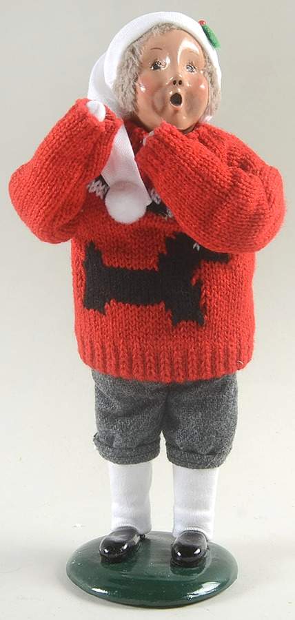 Winter Outdoor Activities Boy In Red Dog Sweater - No Box by Byers' Choice Ltd-1