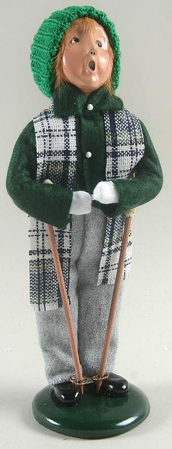 Winter Outdoor Activities Boy Holding Ski Poles - No Box by Byers' Choice Ltd-1