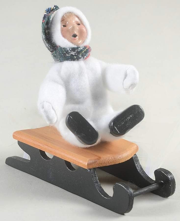 Winter Outdoor Activities Toddler On Sled-White Snowsuit - No Box by Byers' Choice Ltd-1