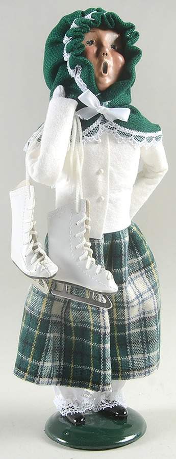 Winter Outdoor Activities Woman With Skates-White Top - No Box by Byers' Choice Ltd-1