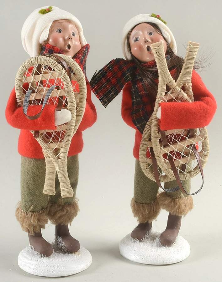 Winter Outdoor Activities Boy & Girl Pair With Snowshoes - No Box by Byers' Choice Ltd-1