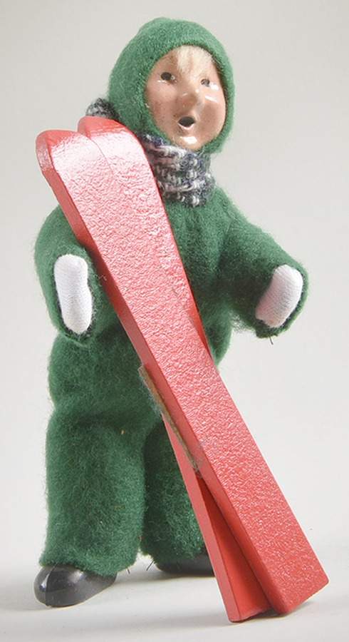 Winter Outdoor Activities Toddler With Skis-Green Snowsuit - No Box by Byers' Choice Ltd-1