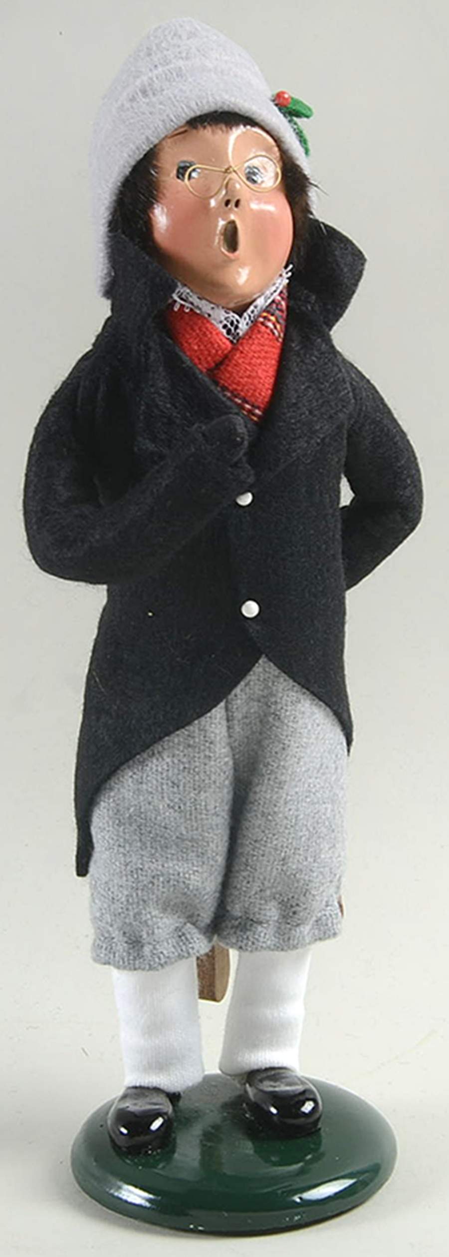 Winter Outdoor Activities Boy With Skates-Black Coat - No Box by Byers' Choice Ltd-1