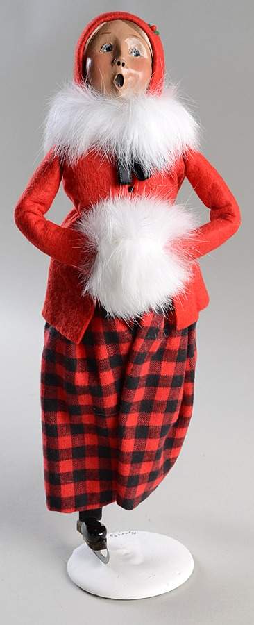 Winter Outdoor Activities Skater Woman-Red Plaid - No Box 99 B by Byers' Choice Ltd-1