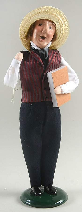 Old Sturbridge Village Man With Book-Straw Hat And Vest - No Box by Byers' Choice Ltd-1