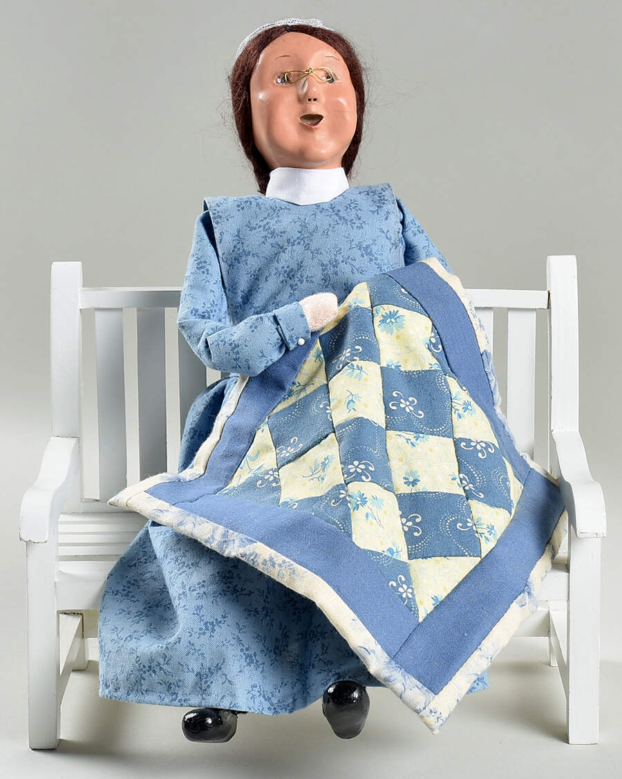 Winterthur Woman Quilting On Bench - No Box by Byers' Choice Ltd-1