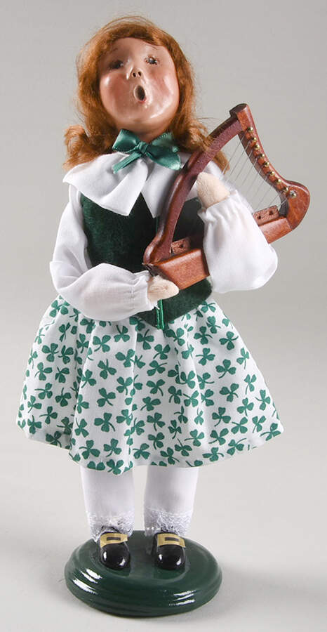 St Patrick's Day Girl With Harp - No Box by Byers' Choice Ltd-1