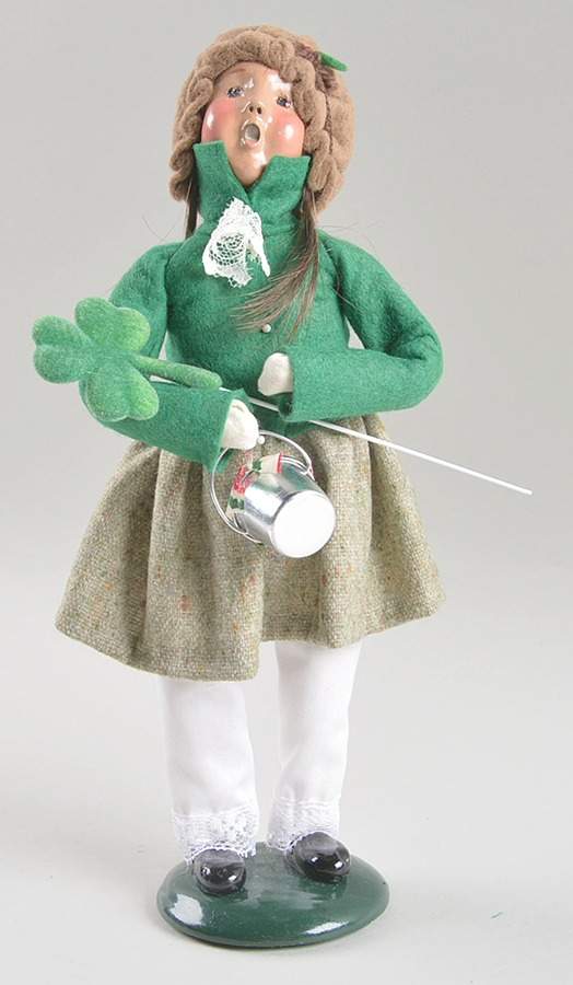 St Patrick's Day Girl With Shamrock And Pail - No Box by Byers' Choice Ltd-1