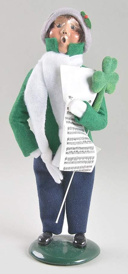 St Patrick's Day Boy With Shamrock And Music - No Box by Byers' Choice Ltd-1