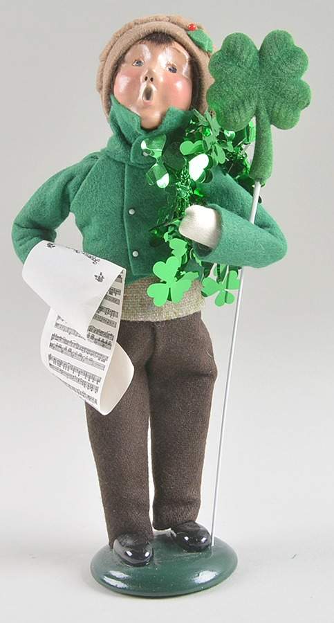 St Patrick's Day Boy With Shamrock And Music - No Box by Byers' Choice Ltd-1