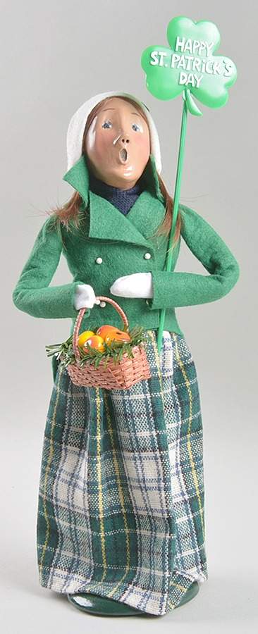 St Patrick's Day Woman With Apples And Sign - No Box by Byers' Choice Ltd-1