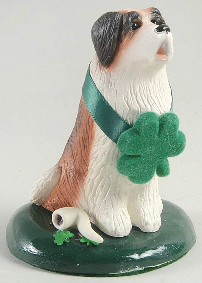 St Patrick's Day Saint Bernard With Shamrock - No Box by Byers' Choice Ltd-1
