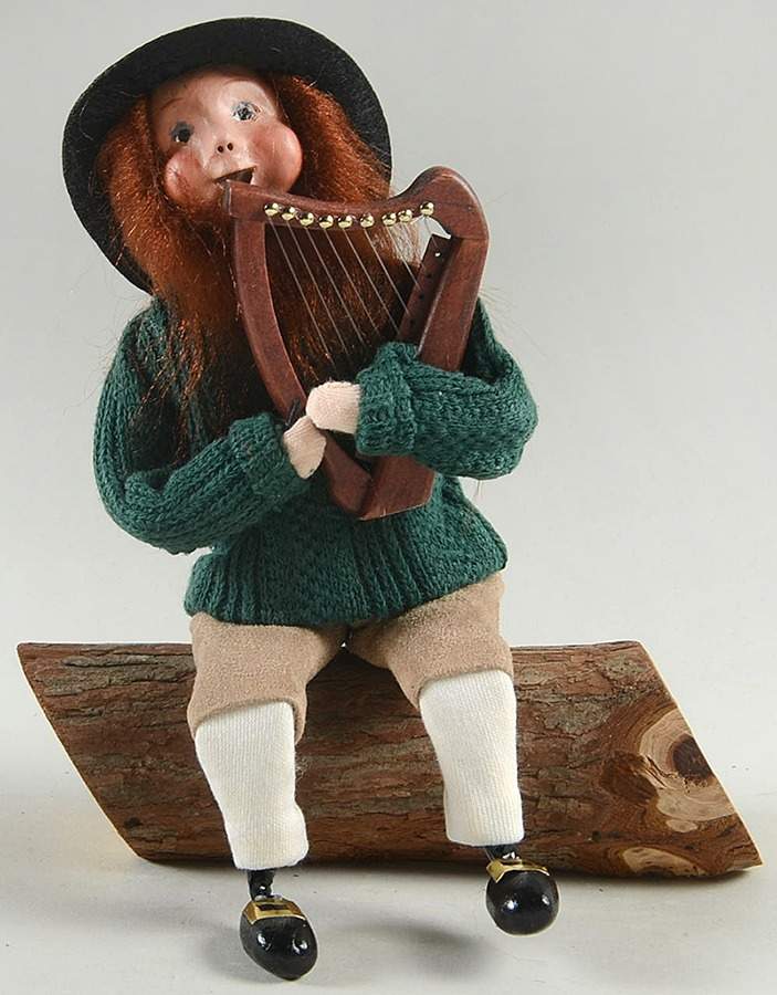 St Patrick's Day Leprechaun With Harp-Sitting - No Box by Byers' Choice Ltd-1