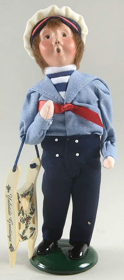 Christmas Store Exclusives Boy Sailor With Sled Sign-Christmas Hous - No Box by Byers' Choice Ltd-1