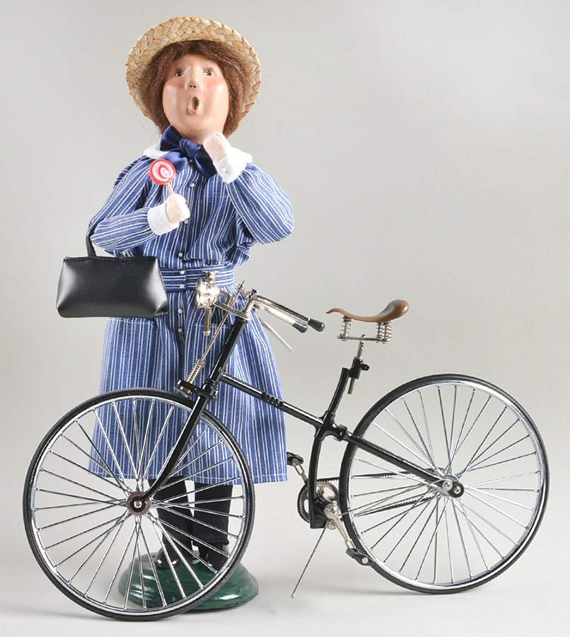 Christmas Store Exclusives Miss Norma Munsey With Bicycle-1918-1923 - No Box by Byers' Choice Ltd-1