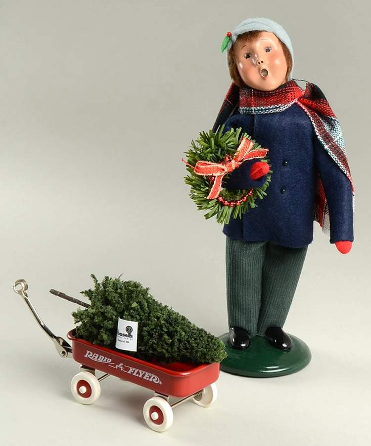 Christmas Store Exclusives Boy With Wagon & Tree - No Box by Byers' Choice Ltd-1