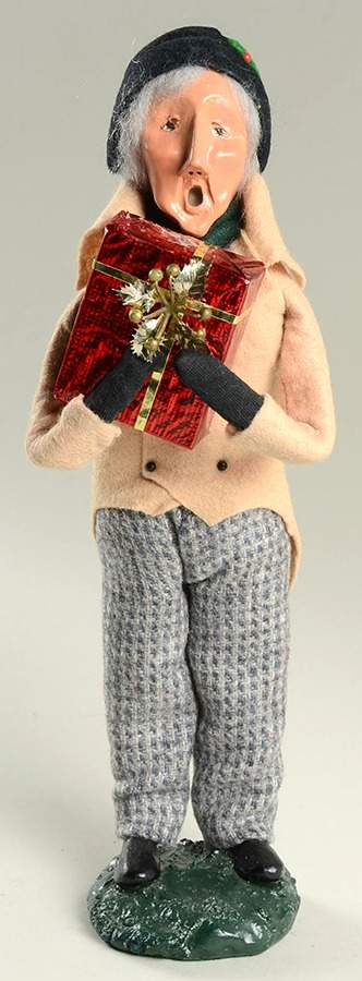 Christmas Store Exclusives Man With Present-Bumpy Base - No Box by Byers' Choice Ltd-1
