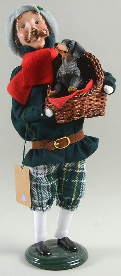 Christmas Store Exclusives Man With Dog In Basket - No Box 60 by Byers' Choice Ltd-1