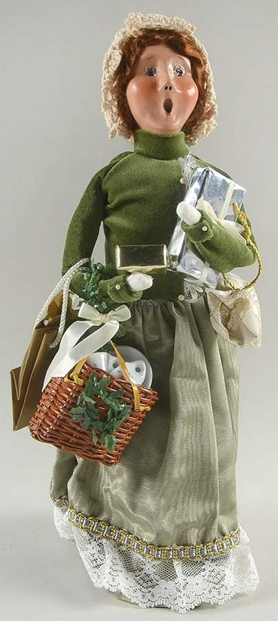 Talbots Carolers Victorian Woman Shopper-Basket Of China - No Box by Byers' Choice Ltd-1