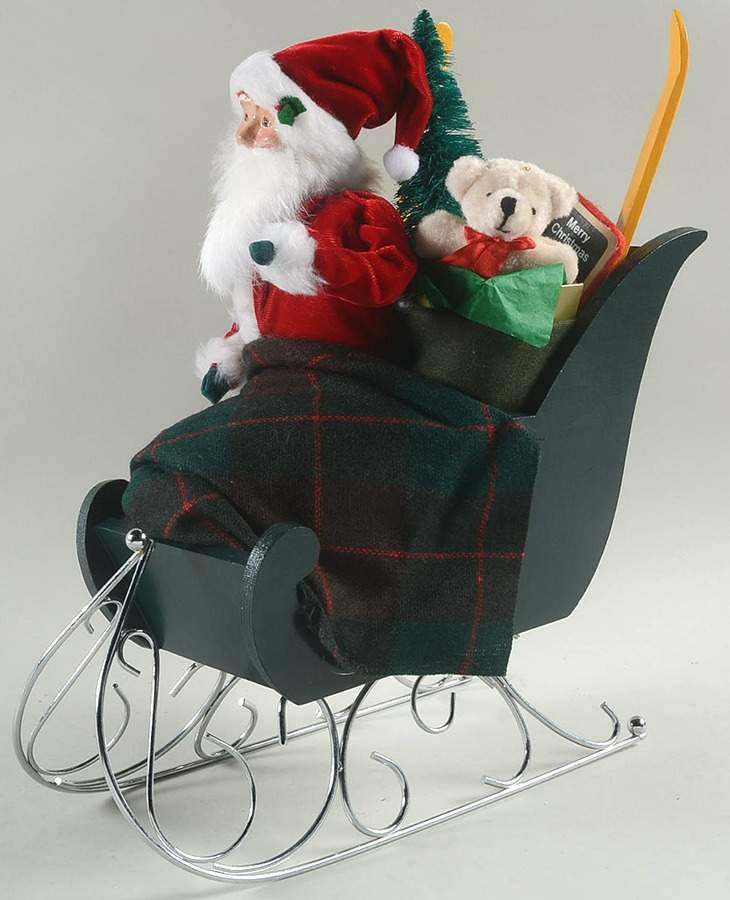 Talbots Carolers Santa In Sleigh With Skis And Bag - No Box by Byers' Choice Ltd-1