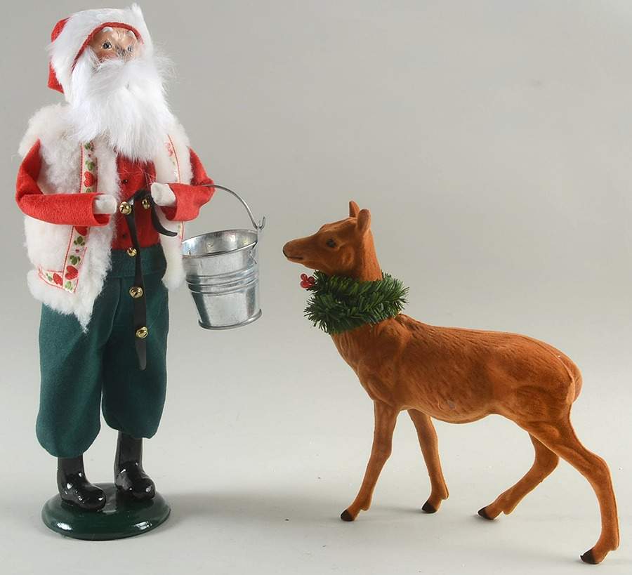 Talbots Carolers Santa Feeding Reindeer-Pair - No Box by Byers' Choice Ltd-1