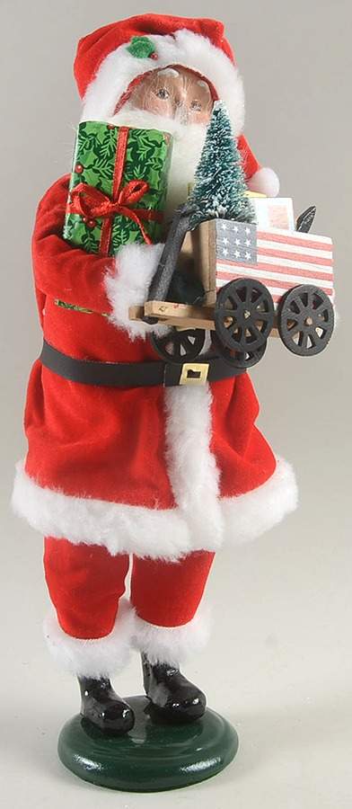 Talbots Carolers Santa With Toy Wagon With USA Flag - No Box by Byers' Choice Ltd-1