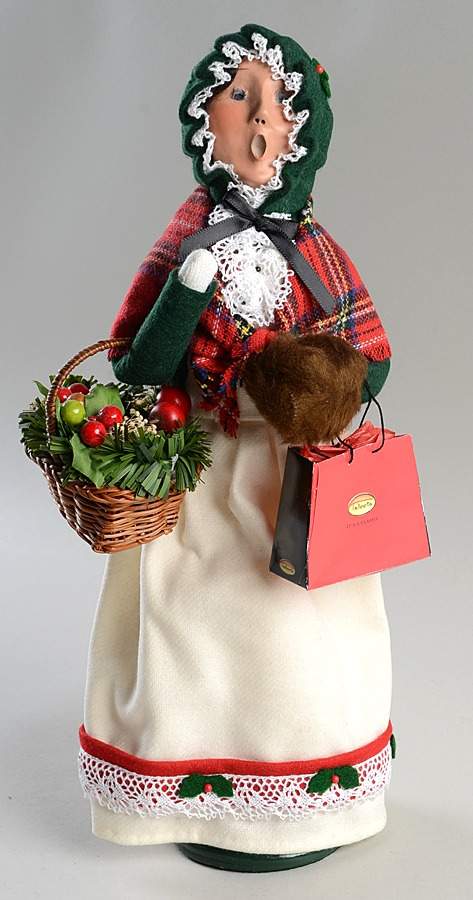 Talbots Carolers Woman Shopper With Basket & Shopping Bag - No Box by Byers' Choice Ltd-1