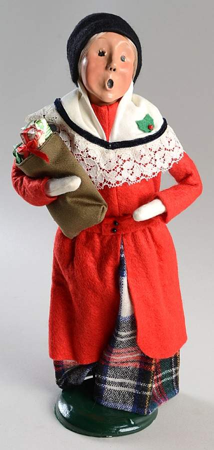 Talbots Carolers Woman Shopper In Red Coat - No Box by Byers' Choice Ltd-1
