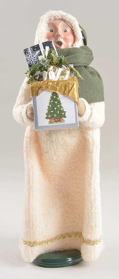 Talbots Carolers Woman With Presents In White  - No Box by Byers' Choice Ltd-1