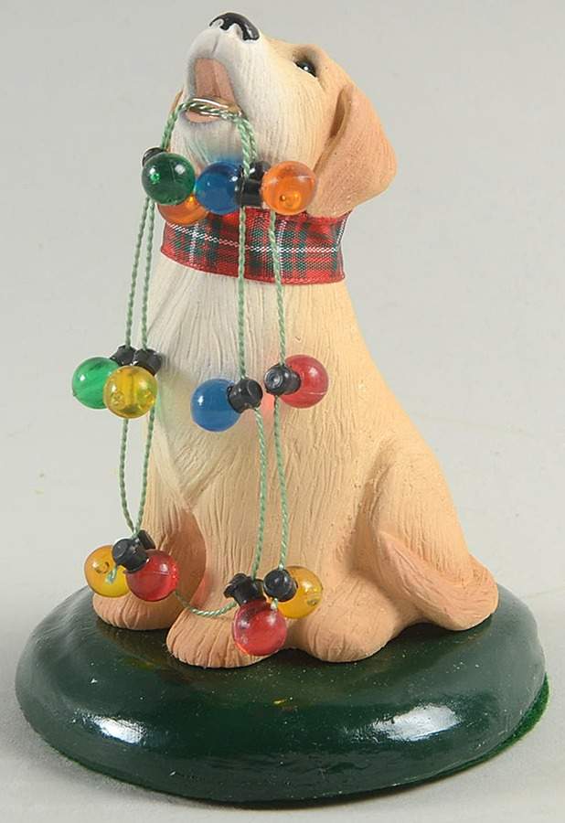 Talbots Carolers Yellow Labrador With Christmas Lights - No Box by Byers' Choice Ltd-1